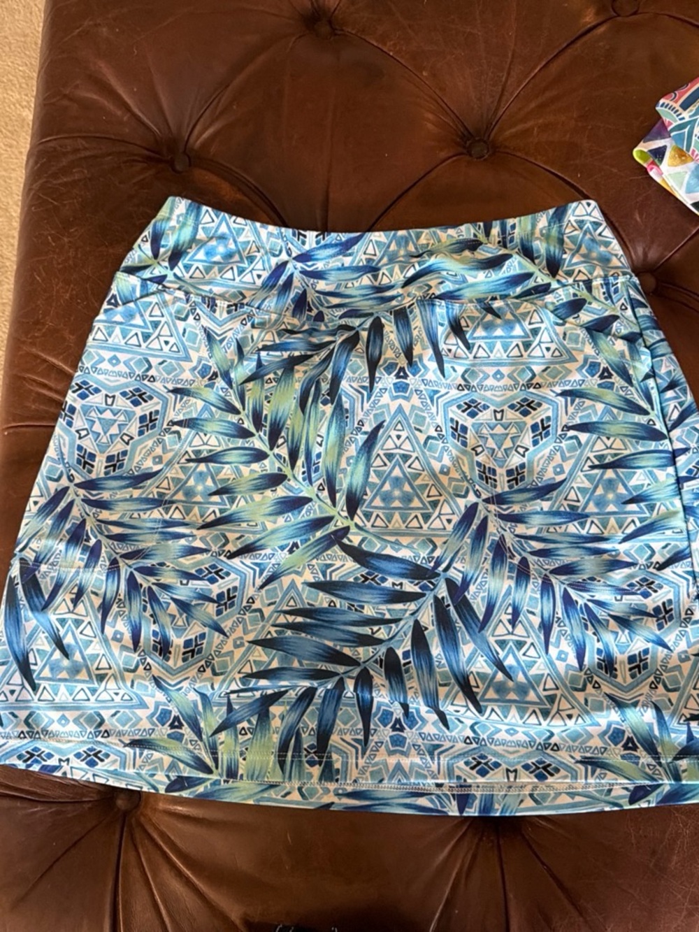 Skin Blue Tropical Print Skirt